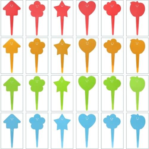 25 Thick House Flower Star Heart Cloud Apple Plastic Plant Labels Waterproof Re-Usable Nursery Vegetables Herb Marker Sign Stake