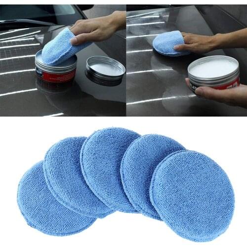 5Pcs 5 Inch Soft Microfiber Car Waxing Polishing Sponge Buffer Pad Polisher Professional Spared Parts