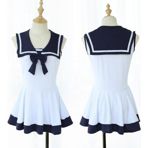 DDLG Adult Bodysuit Sailor Dress Blue white With Bow Adult Baby Suit Romper Cosplay For Adult Baby Girl