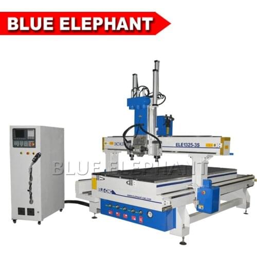 CNC wood machine 1325 cnc router multi spindles three spindles pneumatic system 4.5kw air cooling spindle