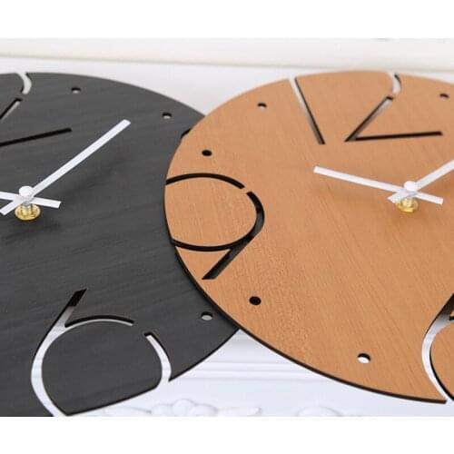 30CM Wooden Wall Clocks Simple Round Fun Digital Household Charts Creative Decoration Big Numbers Artistic Natural 2021 Hot Sale
