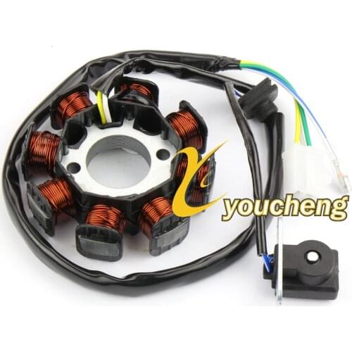 DC Fired Type GY6 8-coil Magneto Alternator Stator for 50cc 139QMB 139QMA Chinese Scooter Moped ATV Engine XQ-GY650ZL8J