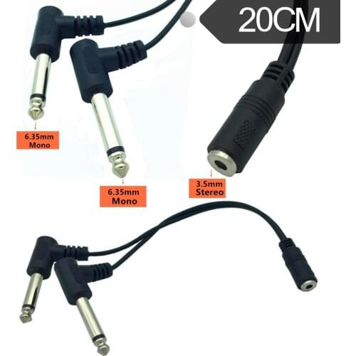 ERE 3.5 mm to Dual 6.35mm Mono Cable 20cm 3.5mm Female Plug to 2×6.35mm TRS Mono Male Jack Audio Socket Adapter Cable
