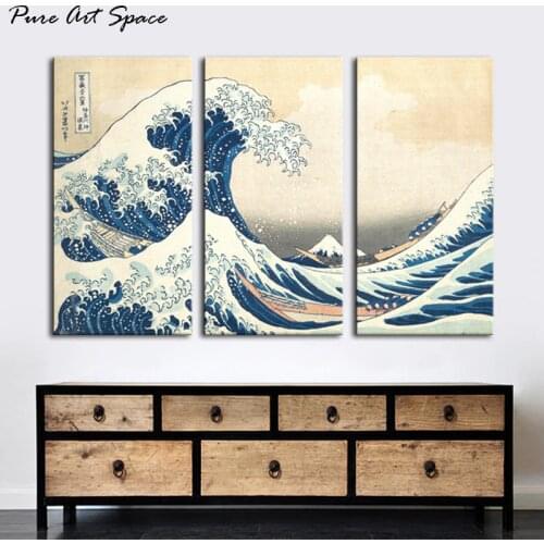 Japanese Style Canvas Painting 3 Piece The Great Wave off Kanagawa Canvas Art Print Painting The Great Wave Poster Drop shipping