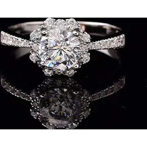 Geoki Passed Diamond Test 1-2 CT Perfect Cut Moissanite Snowflake Ring 925 Sterling Silver Engagement Rings Women Trendy Jewelry