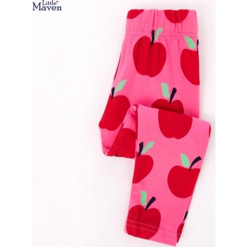 Little Maven New Spring Autumn Children Cute Pink Apples Printed Basic Quality Cotton Knitted Girls Casual Pants