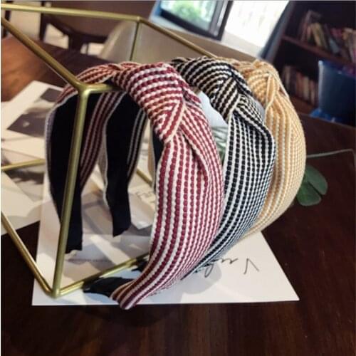 Korean fashion hair accessories simple cute knit woven wool middle knot knotting wide-brimmed hairband headband curling women