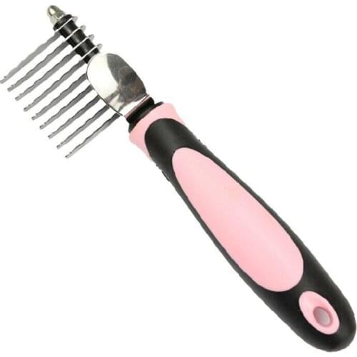 New Professional Dematting Comb For Dogs Stainless Steel Rakes Anti-slip Safe Pet Grooming Tool Remove Matted Knotted Hair