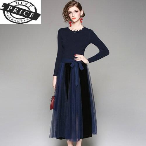 Dress Women Vintage Long Dress Spring Fall 2021 Clothes Kintted Mesh Slim Dresses Elegant Party Vestidos Verano LWL166a