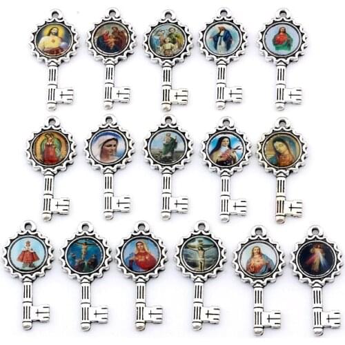 Jesus Christ Icon Key Alloy Charms Pendants 100Pcs Fashion Religion Jewelry DIY Fit Pendants Necklace 14.8x31mm A-571