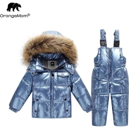 -30℃ orangemom Russia winter jacket for girls boys coats & outerwear , warm duck down kids boy clothes shiny parka ski snowsuit