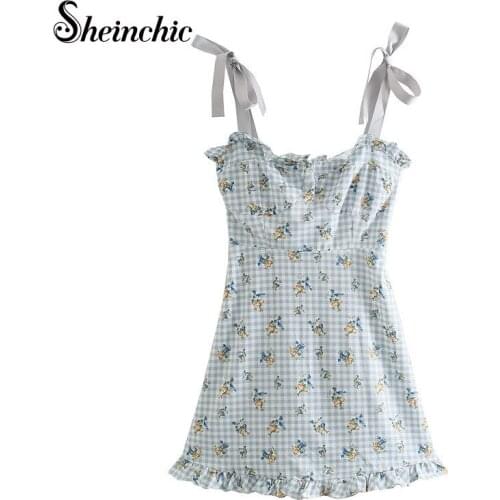 Sexy Spaghetti Strap Woman Dress 2021 Summer Elegant Bow A-line Mini Dresses for Women Casual Robe Femme