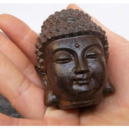 6cm Buddha Statue Head Figurine Mahogany Wooden Carve Hall Crafts Tathaga Shakyamuni Home Engraving Wood Ornaments Buddhist