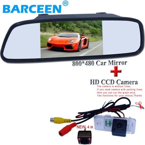 Factory price original car reversing camera auto wire + universal type car rear mirror 5" for AUDI A6L 2009~2011 /A4 /A3/ Q7 /S5