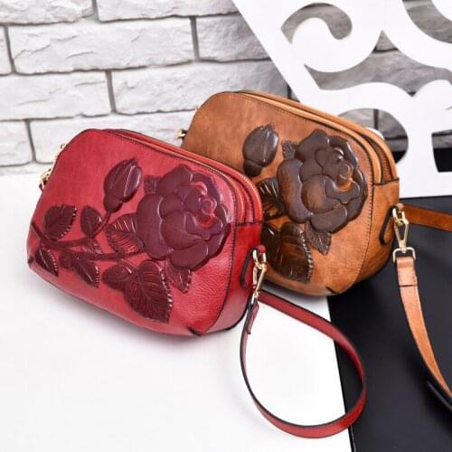 Women Bags Designer 2021 Women Messenger Shoulder Bag Chinese Style Vintage 3D Rose Flower Small Bags for Women Luxury Handbags