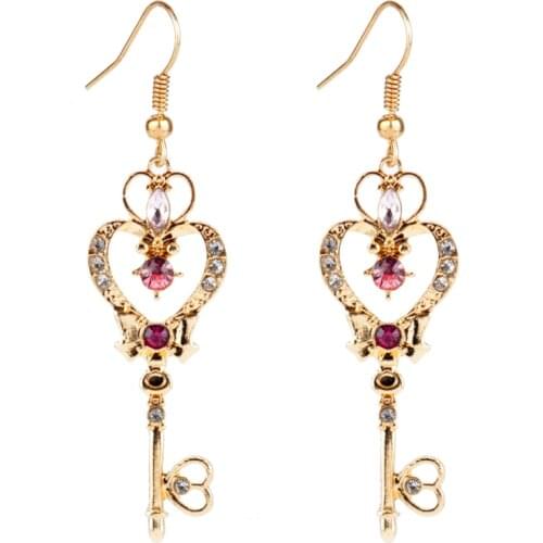 Women Crystal Wedding Drop Earrings серьги For Women Girl Cartoon Cardcaptor Cosplay Dangle Earrings Sakura Long Earrings