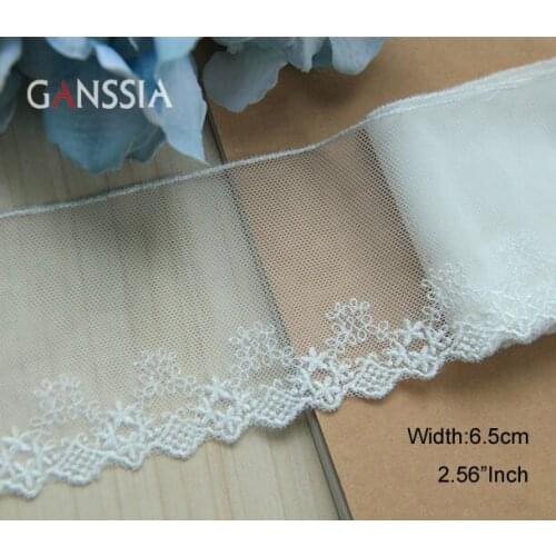 1YARD Width:6.5cm Flower Cotton Lace Trim Ivory White & Black for DIY Wedding/Clothing/Decorative Crafts(SS-2222)