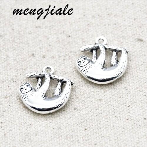 10pcs Hot Sell Alloy Silver Color Animal Sloth Charms For Jewelry Making Handmade Crafts Supplies