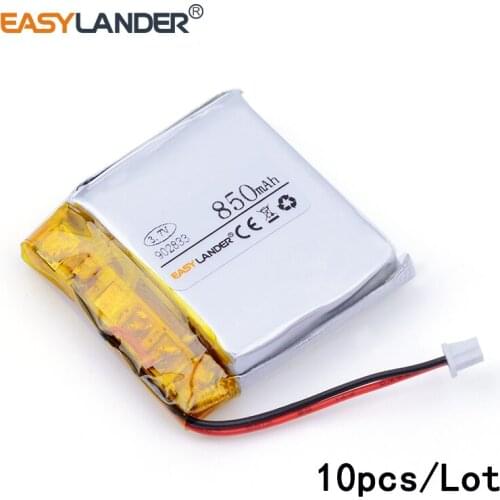 10pcs /Lot 850mAh 902833 lithium Li ion polymer rechargeable battery For Mp3 MP4 MP5 GPS PSP mobile bluetooth