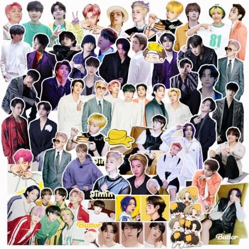 100PCS/SET KPOP Bangtan Boys Stickers Photo BUTTER JUNG KOOK JIMIN JIN SUGA J-HOPE DIY Cartoon Stickers Home Decor DIY