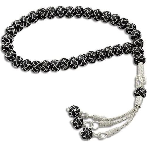 1000 Sterling Silver Handmade Rosary with Trabzon Kazaz Tassel and Amber Cutting