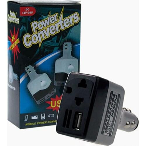 12V/24V to 220V Black ABS Plastic USB Mobile Phone Charger 10W Universal Power Transformer Car Charger Converter