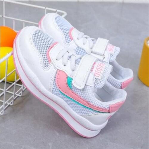 2021 summer new childrens shoes girls net running shoes flat soled shoes casual students' small white shoes