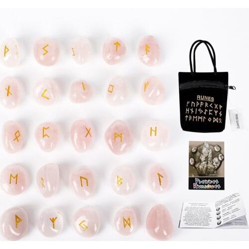 25pcs/set Natural Rune Stones Energy Stones For Divination Irregular Fortune-telling Rune Engraved Healing Stones