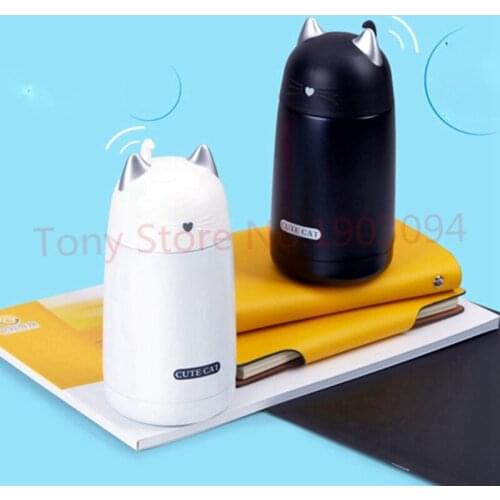 25pcs Cute Cat Thermos Cup Kids Thermo Mug Drinkware Child Water Bottle Stainless Steel Vacuum Flask Portable Leak-proof Tumble