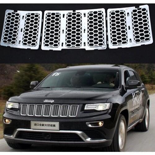3PCS/Set ABS Chrome Honeycomb Mesh Grille Grill For JEEP Grand Cherokee 2014-2016 Upper Insert Grille Bug Front Screen WK14