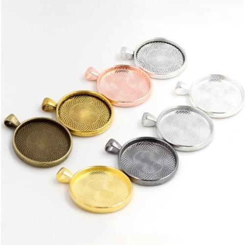 5pcs/Lot 30mm Inner Size 8 Colors Plated Classic Style Cabochon Base Setting Charms Pendant
