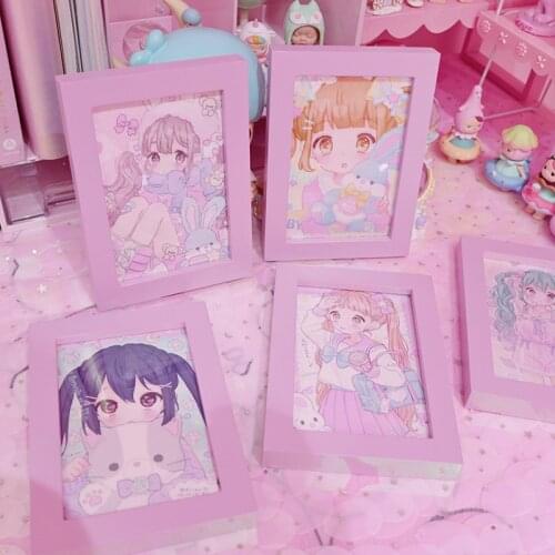 6Inch Ins Girls Plastic Photo Frame For Home Decoration Wall Black Pink Photo Frame Art Poster Pictures Frame