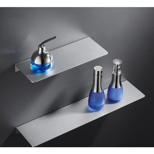 Nordic Free Punching Silver Matt Bathroom Shelf Organizer Thickening Space Aluminum Storage Racks Shower Caddy Metal Shelves