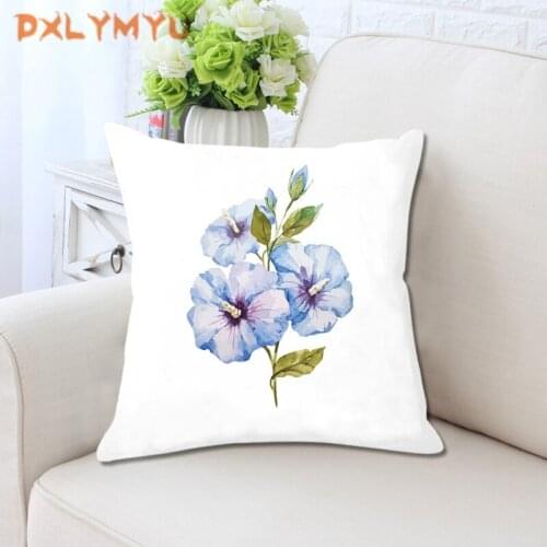 Velvet 45x45cm Cushion Cover Watercolor Flower Pillow Cases Decorative Throw Pillow Cover for Sofa Bedroom