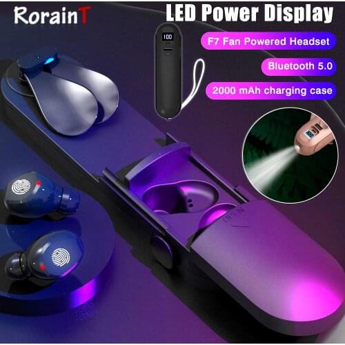 2020 New Arrival F7 Wireless Headphones TWS Sport Bluetooth 5.0 Earphones 9D Noise Reduction Fan Charging Waterproof Headset