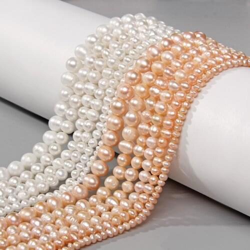 Natural 3-9MM Freshwater Potato Pearl Beads High Quality 34cm Round Shape Punch Loose Beads for DIY Elegant Necklaces Bracelets