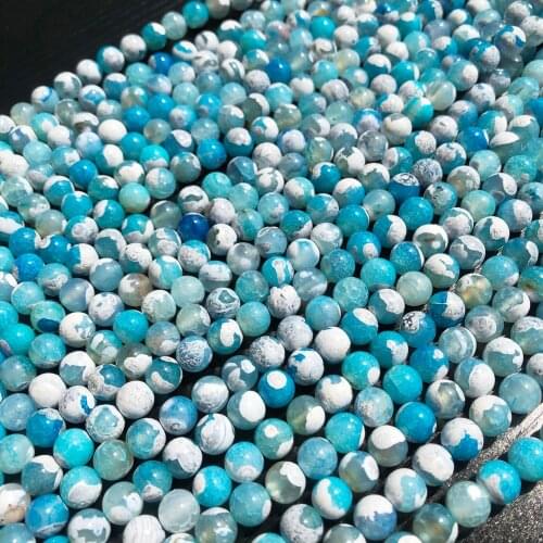 Natural Blue Fire Agates Stone Beads Round Loose Spacer Beads For Jewelry Making DIY Bracelets 15''Inches 6/8/10mm Beads Diy
