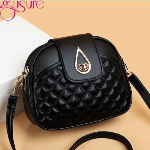 Gusure Fashion Shell Crossbody Bags for Women 2021 High Capacity 3 Layer Shoulder Handbags PU Leather Female Daily Messenger Bag