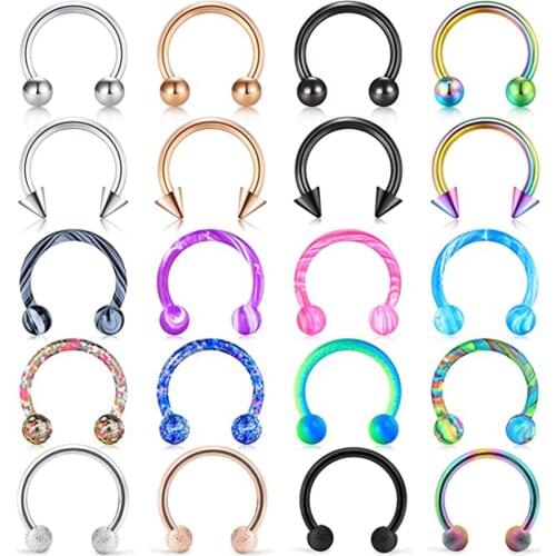 Surgical Steel Horseshoe Nose Septum Rings Piercing Jewelry Cartilage Helix Tragus Earring Hoop Lip Horseshoe Piercing Retainer