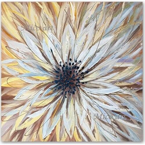 Heavy thick textured 3d abstract flower oil painting art unframed canvas wall artwork home decoration abstract sunflower pieces