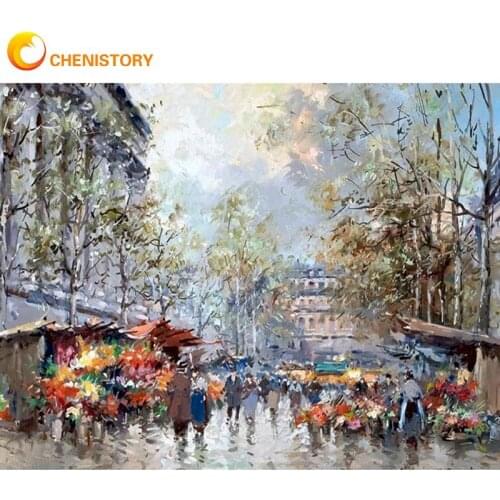 CHENISTORY Frame Painting By Numbers For Kids Handmade DIY Gift Sunset Street Landscape Oil Picture By Number Home Decor Photo