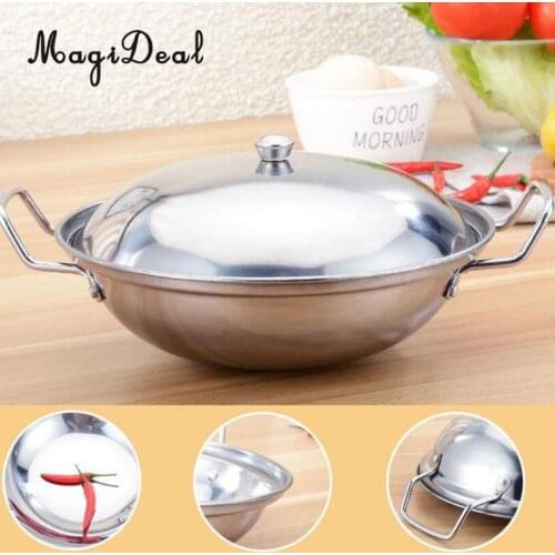 Stainless Steel Pot Outdoor Camping Cookware Cooking Picnic Pan with Lid, Extra Thick and Non-magnetic