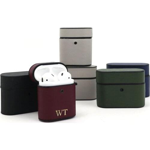 Customized Saffiano Leather Box For Airpods 1/2 Pro Case Leather Earphones Protective Cover For Apple Air Pods 2 Pro Case