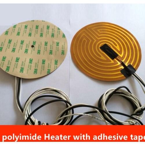 12V/24V 160/180/190/220/240/260/300/500mm diameter round polyimide Heater bed heater with adhesive tape for 3D Printer