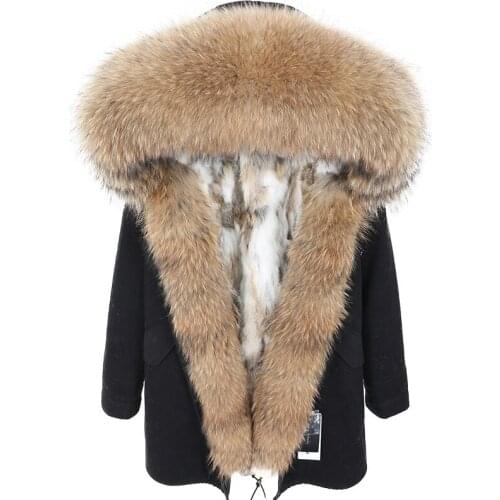 Winter Jacket Women Brand Luxury 2020 Real Fur Coat Natural Raccoon Fur Collar Rabbit Fur Liner Outerwear Streetwear Casual New