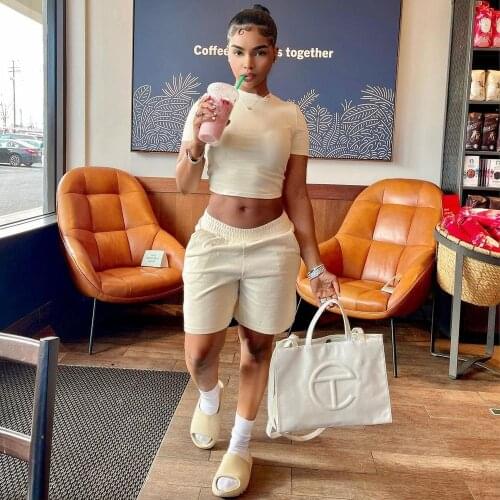 Summer Tracksuit Women Sportswear Matching Sets Short Sleeve O-neck Crop Tops+elastic Waist Biker Short Casual Workout Outfits