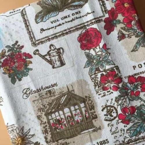 LINENCotton Fabric For Clothing Quilting FLOWERS Twill Fabrics Cloth DIY Sofa Curtain Tablecloth Cushion CRAFT SEWING Materiasl