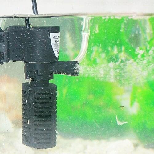 3W Mini Pump Aquarium Fish Tank Filter 3 in 1 sponge filtering + Water Flow+Air Increase Oxygen Submersible Water Purifie