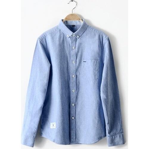 Mens Pure Cotton Oxford Shirt Slim Fit Fashion Long Sleeve Casual Business Shirts Men Dress Shirts High Quality Camisas TS-424