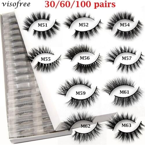 Wholesale Mink Eyelashes 10/30/60/100pcs Visofree Lashes 3D Mink Lashes No Box Natural False Eyelashes Makeup False Lashes Bulk